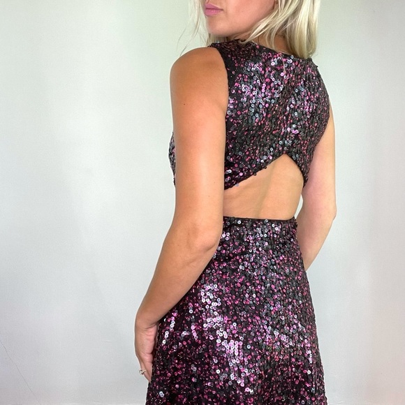Adrianna Papell Black & Pink Sequin Cut Out Dress - Picture 10 of 13